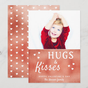 Hugs & Kisses Heart Valentine`s Day Photo Card
