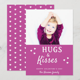 Hugs & Kisses Heart Valentine`s Day Photo Card