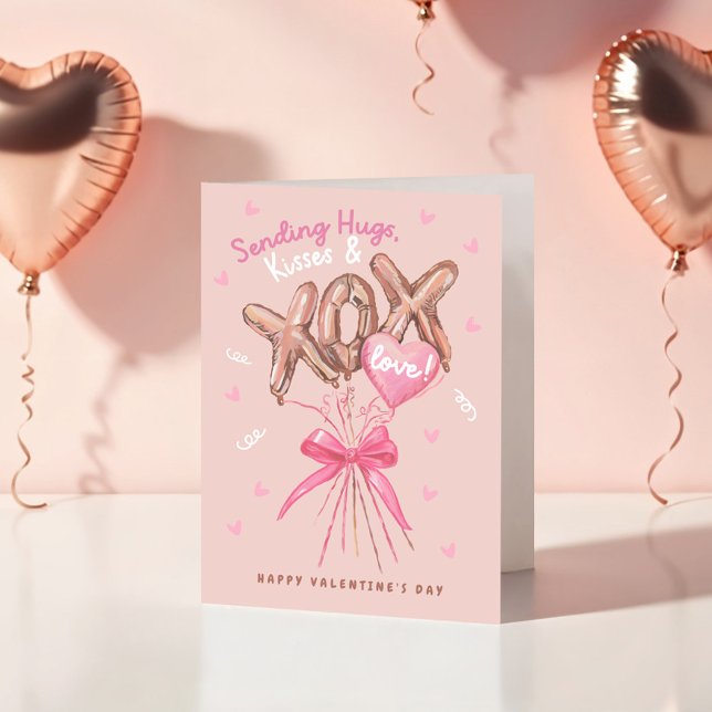 Hugs Kisses & Love Foil Balloons Valentine Card (Hugs Kisses & Love Foil Balloons Valentine Card)