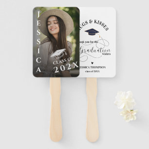 Hugs & Kisses Photo 2025 Graduation Thank You Hand Fan