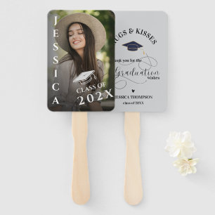 Hugs & Kisses Photo 2026 Graduation Thank You Hand Fan