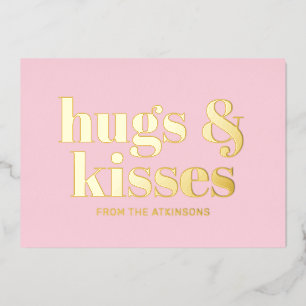 Hugs & kisses pink white modern bold typography