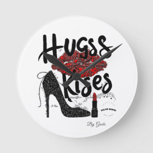 Hugs & Kisses Polka Radio Wall Clock By Gaile