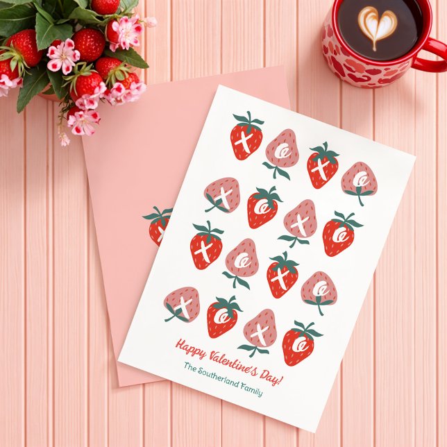 Hugs & Kisses Red Strawberry Valentines Day Cards (Hugs & Kisses Red Strawberry Valentines Day Cards)
