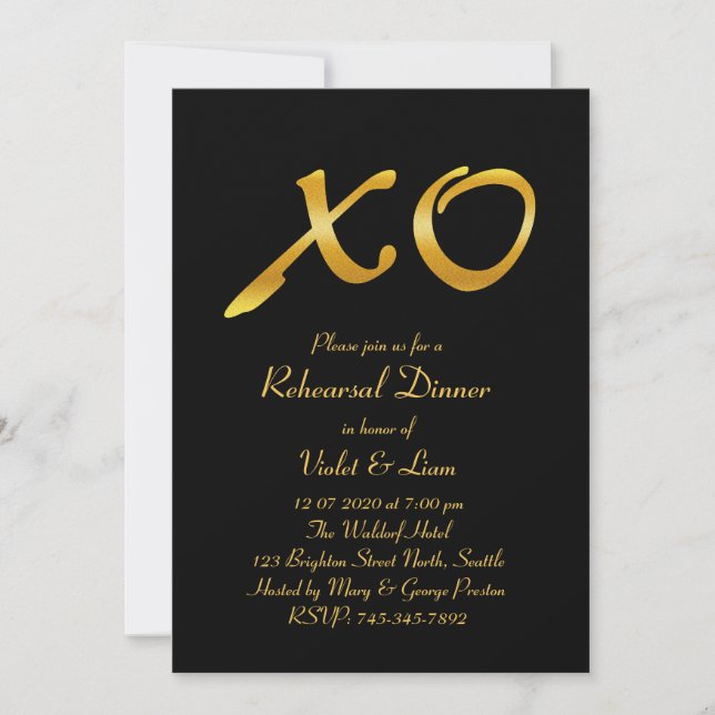 Hugs & Kisses Rehearsal Dinner Invitation (Front)