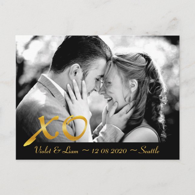 Hugs & Kisses Save the Date Announcement Postcard (Front)