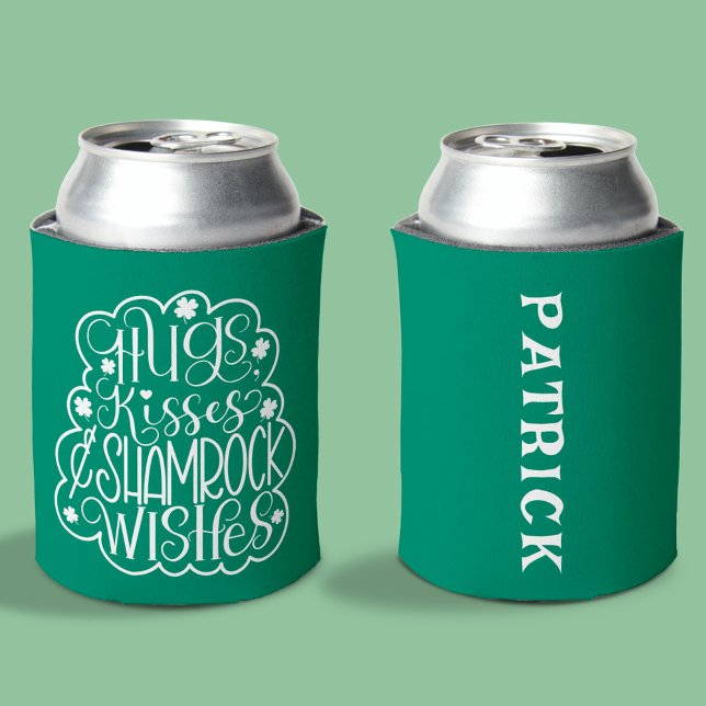 Hugs, Kisses & Shamrock Wishes St. Patrick’s Day  Can Cooler (Creator Uploaded)
