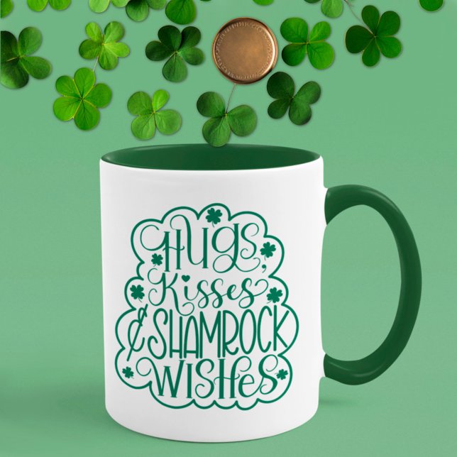 Hugs, Kisses & Shamrock Wishes St. Patrick’s Day Mug (Creator Uploaded)