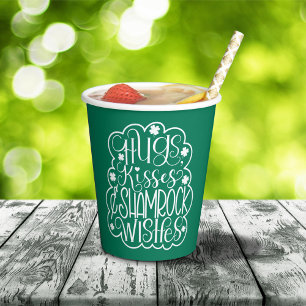 Hugs, Kisses & Shamrock Wishes St. Patrick’s Day  Paper Cups