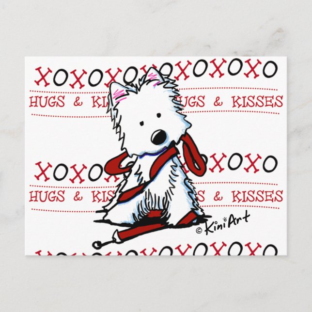 Hugs & Kisses Westie Postcard (Front)