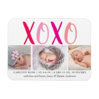 Hugs & Kisses (XOXO) 3 Photo Birth Announcement