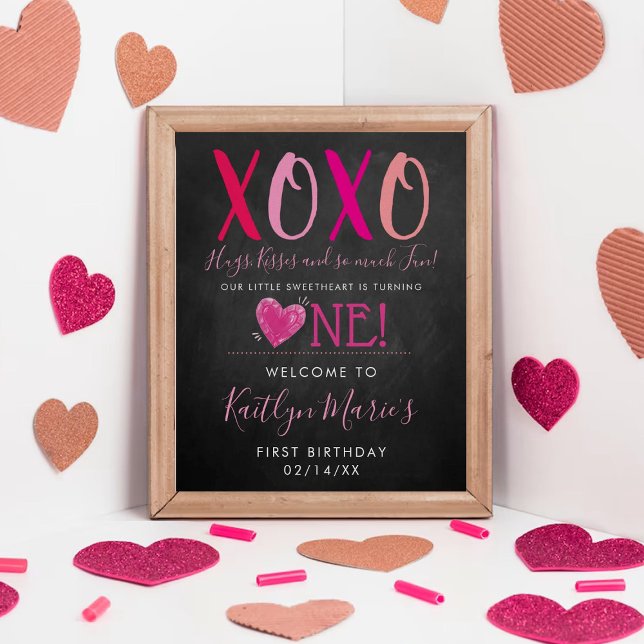 Hugs & Kisses (XOXO) Valentine's Day 1st Birthday Poster (Creator Uploaded)