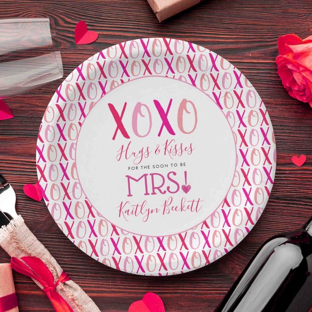 Hugs & Kisses (XOXO) Valentine's Day Bridal Shower Paper Plate (Creator Uploaded)