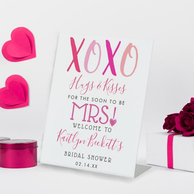 Hugs & Kisses (XOXO) Valentine's Day Bridal Shower Pedestal Sign (Creator Uploaded)