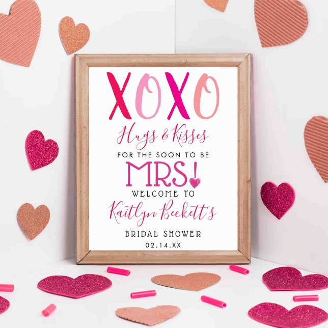Hugs & Kisses (XOXO) Valentine's Day Bridal Shower Poster (Creator Uploaded)