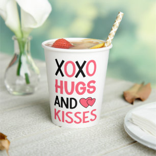 Hugs Kisses XOXO  Wedding Party Bridal Shower Paper Cups
