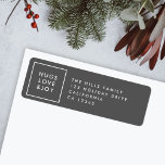 Hugs Love and Joy Stylish Christmas Charcoal Grey<br><div class="desc">Simple, stylish, trendy christmas return address labels with modern minimal typography quote "Hugs Love & Joy" in white with a clean simple white border. The address and greeting can be easily customised for a personal touch. A bold, minimalist and contemporary christmas design with charcoal grey feature colour to stand out...</div>