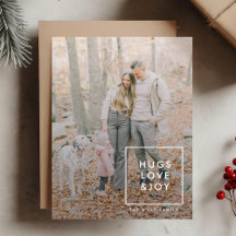 Hugs Love and Joy | Stylish Trendy Christmas Photo