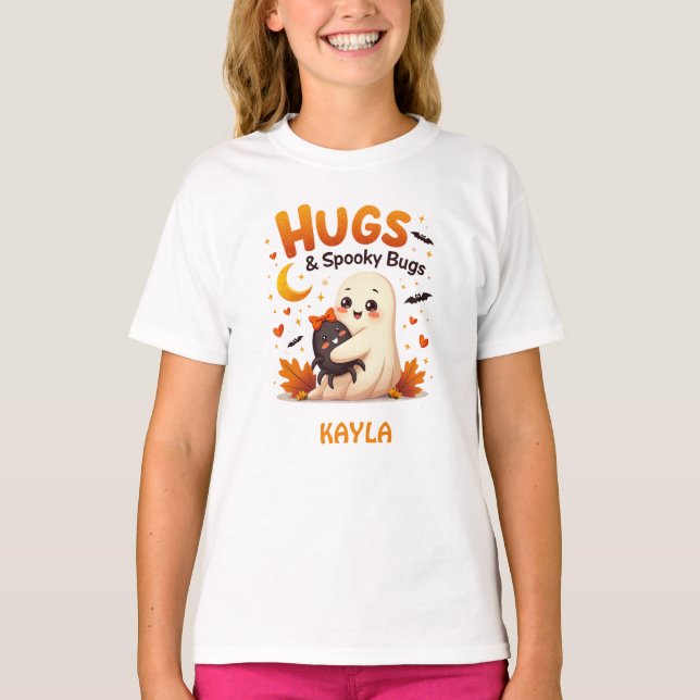 Hugs & Spooky Bugs Halloween Ghosts  T-Shirt (Front)
