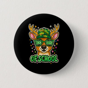 Hugvyn 100 Days Of School Deer Hunting Boys Camo B 6 Cm Round Badge