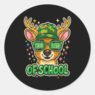 Hugvyn 100 Days Of School Deer Hunting Boys Camo B Classic Round Sticker