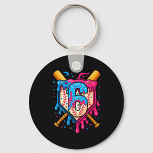 Hugvyn 6th Birthday Baseball Ice Cream Drip Number Key Ring