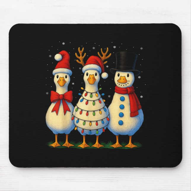 Hugvyn Christmas_ Funny Santa Goose Silly Merry Go Mouse Pad (Front)