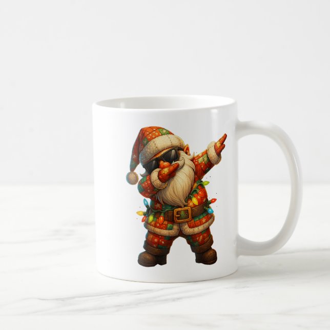 Hugvyn Christmas_ Patchwork Dabbing Santa Claus Xm Coffee Mug (Right)