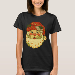 Hugvyn Christmas Santa Claus Patchwork Matching Fa T-Shirt