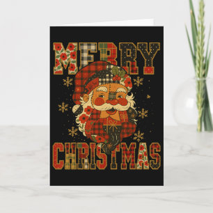 Hugvyn Christmas Santa Claus Patchwork Merry Chris Card
