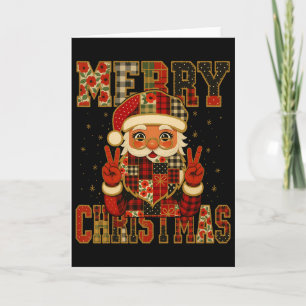 Hugvyn Christmas Santa Claus Patchwork Merry Chris Card