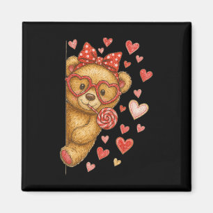 Hugvyn Cute Bear Valentine Coquette Bow Hearts Rom Magnet