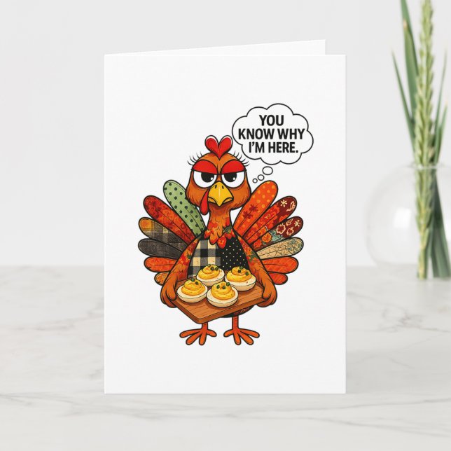 Hugvyn Deviled Eggs You Know Why Im Here Thanksgiv Card (Front)
