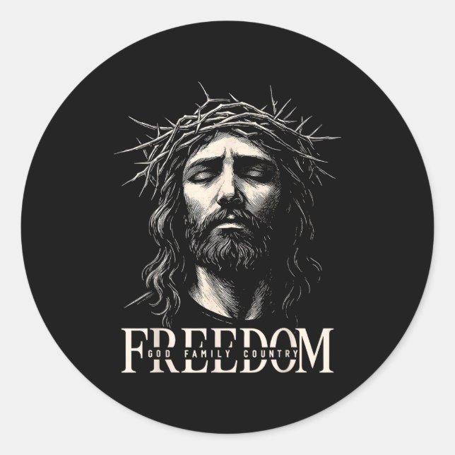 Hugvyn Dom Jesus Christian Face Crown God Family C Classic Round Sticker (Front)