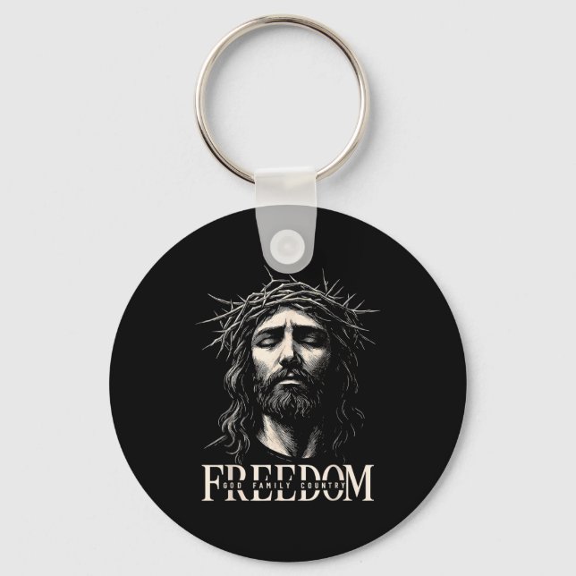 Hugvyn Dom Jesus Christian Face Crown God Family C Key Ring (Front)