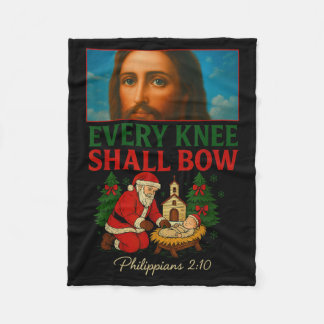 Hugvyn Every Knee Shall Bow Santa Jesus Nativity C Fleece Blanket