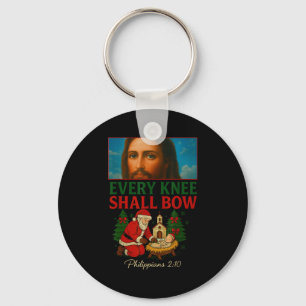 Hugvyn Every Knee Shall Bow Santa Jesus Nativity C Key Ring