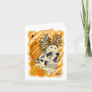 Hugvyn Fall Autumn Skull Fall Bow Halloween Skelet Card