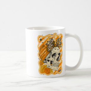 Hugvyn Fall Autumn Skull Fall Bow Halloween Skelet Coffee Mug