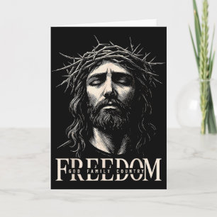 Hugvyn Freedom Jesus Christian Face Crown God Fami Card