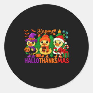 Hugvyn Halloween_ Happy Hallothanksmas Goose Fall Classic Round Sticker