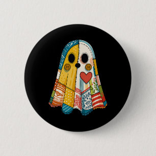 Hugvyn Halloween Patchwork Ghost Spooky Quilt Ghos 6 Cm Round Badge