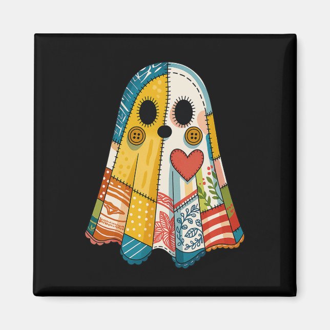 Hugvyn Halloween Patchwork Ghost Spooky Quilt Ghos Magnet (Front)