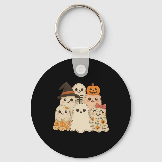Hugvyn Halloween Patchwork Quilt Ghost Matching Fa Key Ring (Front)