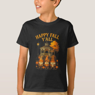 Hugvyn Happy Fall Y'all Gnome Pumpkin Autumn Thank T-Shirt