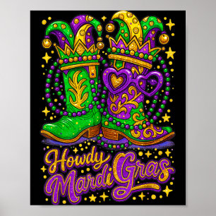 Hugvyn Howdy Mardi Gras Western Boot Cowgirl Louis Poster