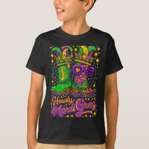 Hugvyn Howdy Mardi Gras Western Boot Cowgirl Louis T-Shirt