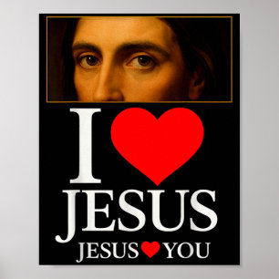 Hugvyn I Love Jesus I Heart Jesus Faith American C Poster