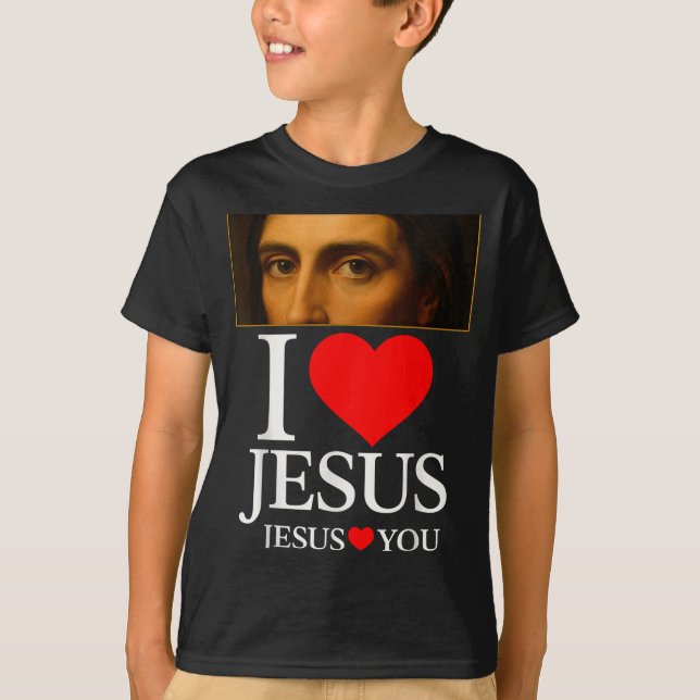 Hugvyn I Love Jesus I Heart Jesus Faith American C T-Shirt (Front)