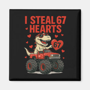 Hugvyn I Steal 67 Hearts Valentine Dinosaur Monste Magnet